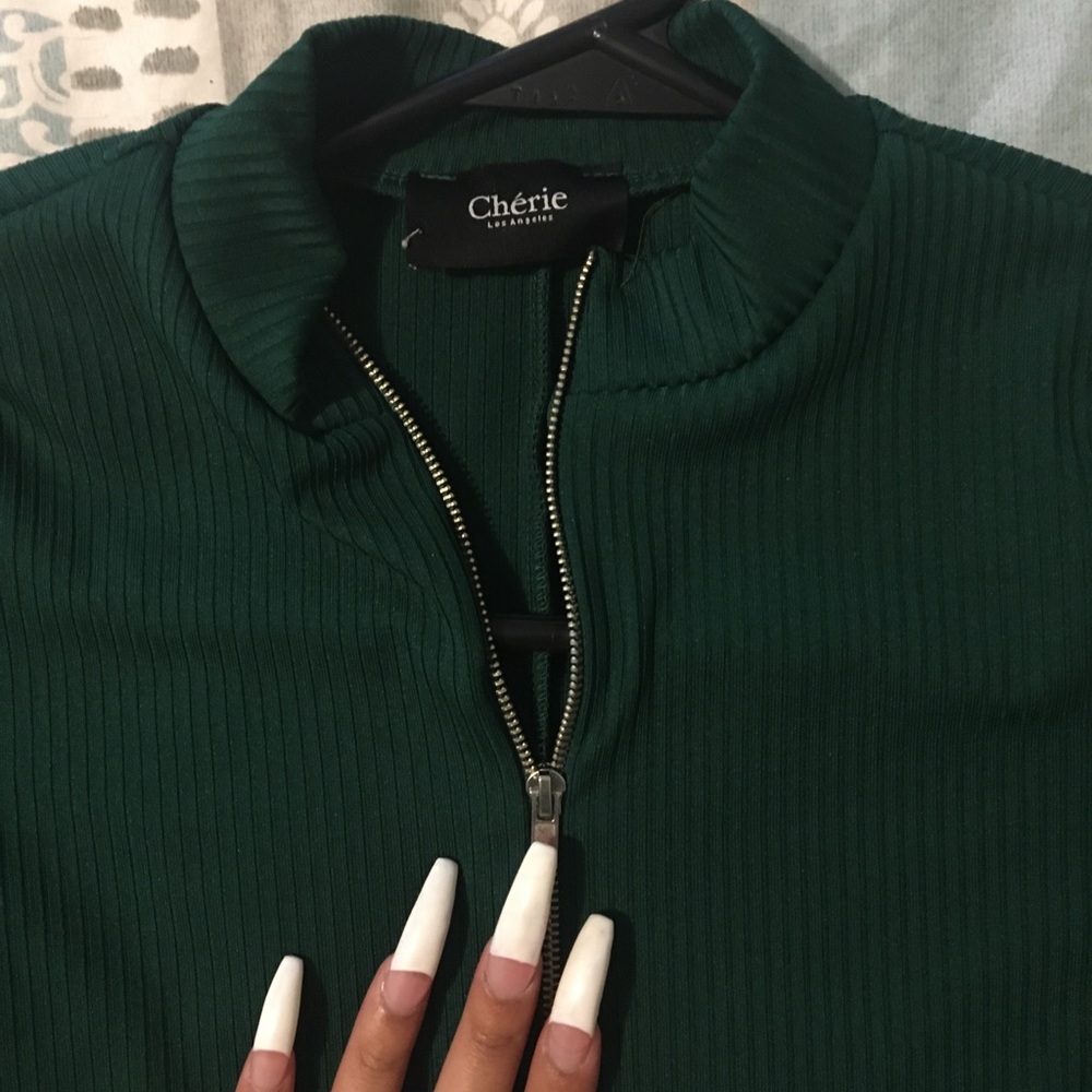 GREEN BODYSUIT W/ RUNCHED BOTTOMS